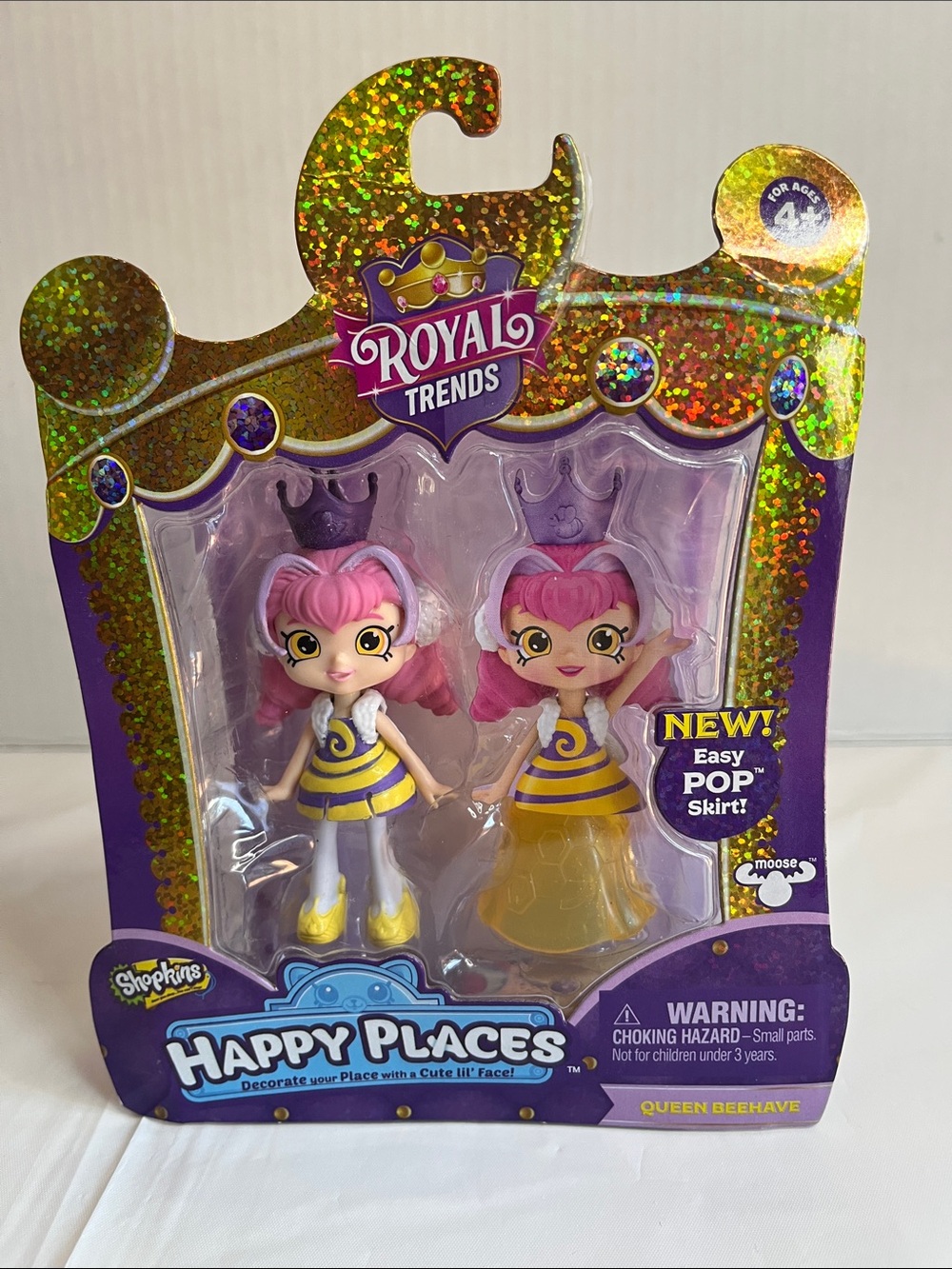 Shopkins Royal Trends Queen Beehave Pink and Yellow Mini Doll Set